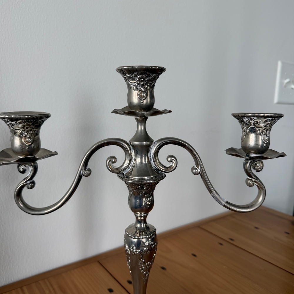 Vintage Antique Silver-Plated Victorian Style Candelabra - Picture 3 of 14